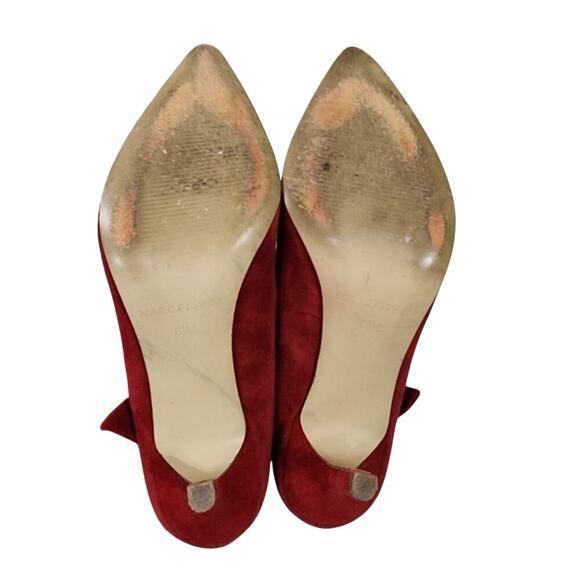 Marc Fisher Thunder red suede leather bow and cut out detail heels size 6.5‎ - Picture 7 of 9